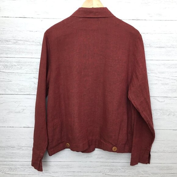 NEW Flax Women's Linen Jacket Shirt Button Front Lightweight Shacket Small - Picture 2 of 11